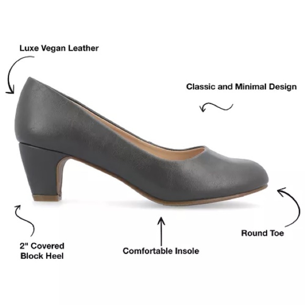 JOURNEE COLLECTION Luu Round Toe Pumps Mini Heel Grey Size 10 NEW